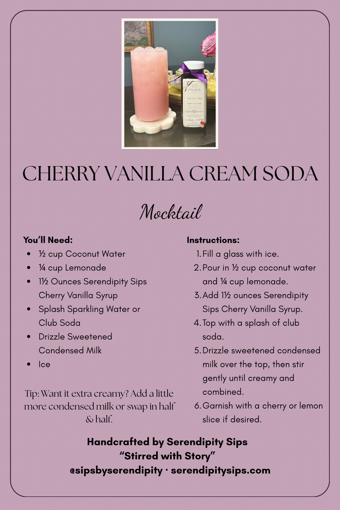 Cherry Vanilla Cream Soda — Now this one is gonna surprise you—but in the best way. 🍒✨