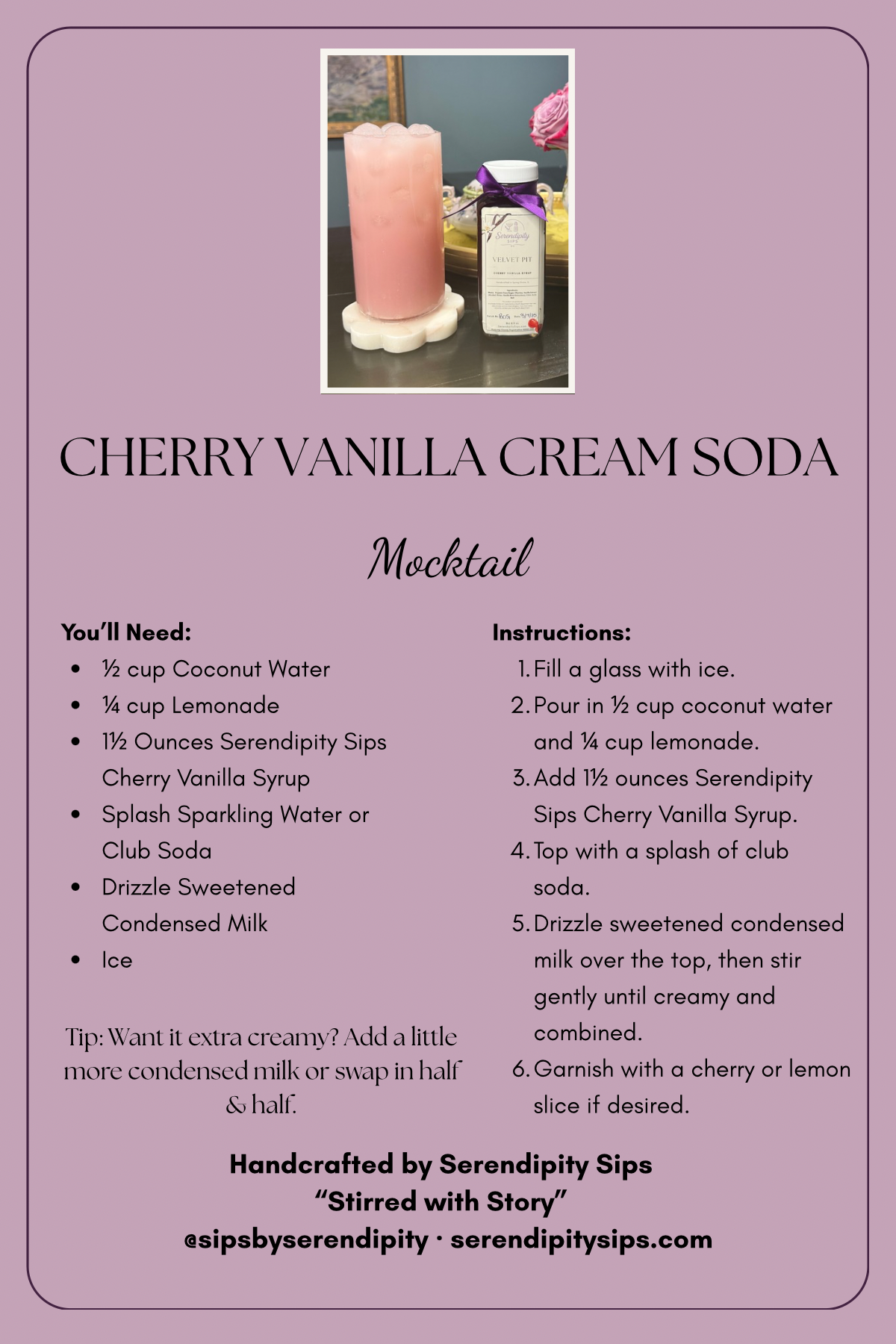 Cherry Vanilla Cream Soda — Now this one is gonna surprise you—but in the best way. 🍒✨